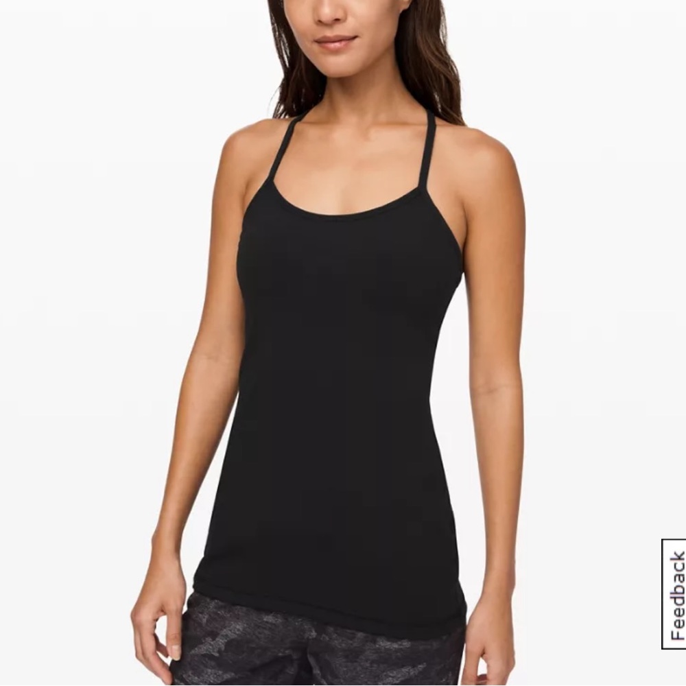 Lululemon power Y tank. Black. size 6. Brand new. Tags attached. Built in bra.